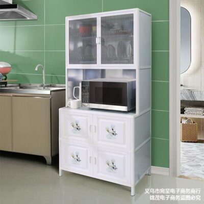 Tủ bếp thay đồ nhiều lớp 304 cửa sổ màn hình đựng đồ tủ thay đồ tủ bếp đơn giản tủ hợp kim nhôm