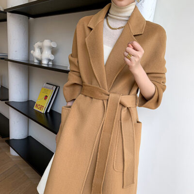 Áo khoác len cashmere hai mặt dài trung bình 22 cho nữ áo khoác len hai mặt phù hợp với áo khoác len cho nữ ngắn