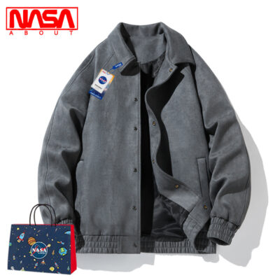 NASA GIỚI THIỆU cửa hàng hàng đầu áo khoác da lộn nam mùa xuân và mùa thu áo khoác đồng phục bóng chày kẻ côn đồ đẹp trai áo khoác nam mới