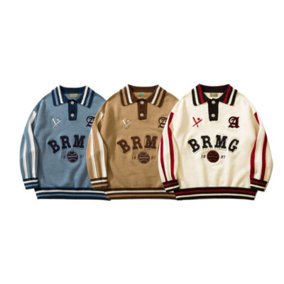 Thể Thao Mỹ Cổ Áo Len Trắng Nữ Thu Đông 2022 Mới Dáng Rộng Dài Tay Áo Ins Triều