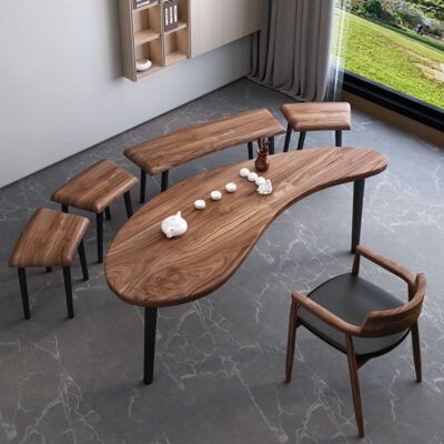 Wabi sabi gió Bàn trà gỗ đặc bàn cà phê ban công Bàn trà và ghế kết hợp sáng tạo cong văn phòng tiếp tân Bàn trà óc chó