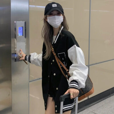 Áo Khoác Cardigan Nữ Mùa Thu Đông 2023 Mới Rời Hàn Quốc Thường Nhỏ Người Plus Nhung Dày Áo Khoác Đồng Phục Bóng Chày