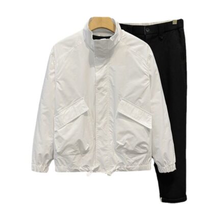 Áo khoác nam mùa xuân và mùa thu áo khoác nam màu sắc phù hợp mới Áo khoác mỏng vừa vặn giản dị hợp thời trang dài tay đẹp trai