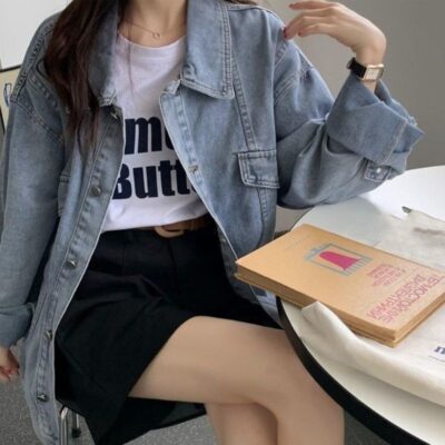 Quần áo denim áo khoác nữ mới đầu mùa thu 2023 áo khoác denim thường ngày quần áo nữ BF áo khoác dụng cụ thời trang nữ