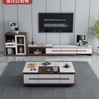 Tấm đá nâng hạ thông minh bàn cà phê Bộ tủ tivi phòng khách căn hộ nhỏ bàn trà kết hợp bàn trà tự động