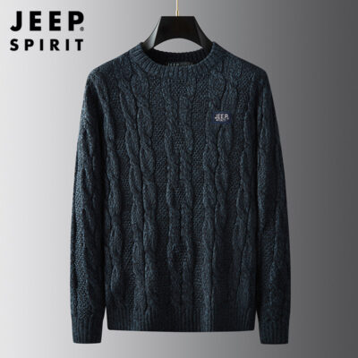 Áo len nam xuân thu phong cách mới cổ tròn màu trơn áo len dệt kim dáng rộng áo sơ mi nam đáy 0551533