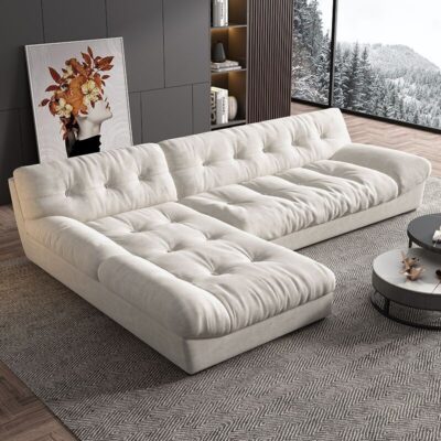 Sofa Cloud Sofa Ý Hàng Thẳng Sofa Phòng Khách Công Nghệ Công Nghệ Phong Cách Wabi Sabi Sofa Vải Phong Cách Màu Kem Sofa Vải