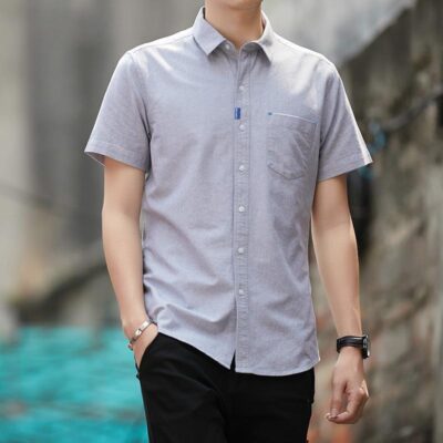 Áo sơ mi cotton ngắn tay dành cho nam công sở bình thường dành cho nam cotton không cần ủi áo sơ mi nửa tay áo sơ mi nam trẻ trung