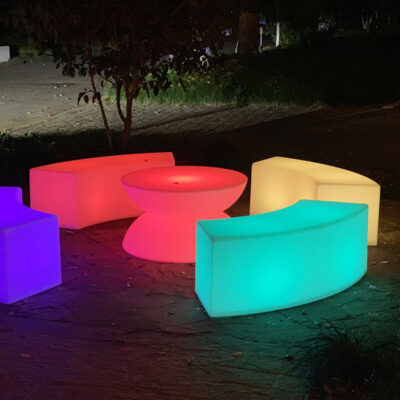 Ghế công viên giải trí LED ngoài trời, trung tâm mua sắm, ghế chờ, băng ghế cộng đồng phát quang bằng nhựa, kết hợp cảnh quan, hàng ghế