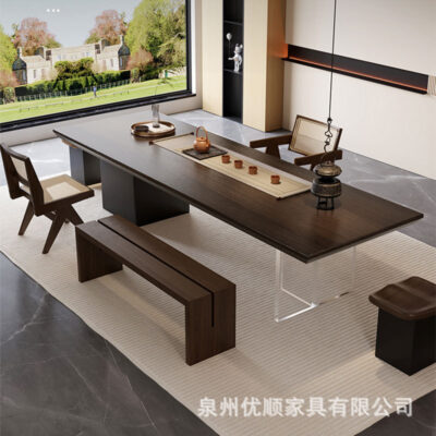 Wabi sabi gió gỗ đặc ván lớn Bàn trà kết hợp phòng khách hộ gia đình Bàn trà kung fu Bàn trà văn phòng tiếp khách Bàn trà