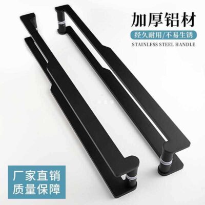 Bán buôn cửa kính không khung tay nắm cửa tay nắm cửa gỗ Trung Quốc tay vịn lớn sang trọng hiện đại tay nắm cửa màu đen