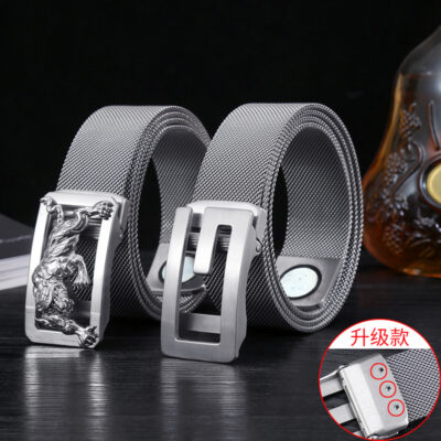 Dây Thép Không Gỉ Nam Dây Kim Loại Khóa Tự Động Milanese Thời Trang Hợp Thời Trang Nam Trẻ Ngoài Trời Dây Tự Vệ