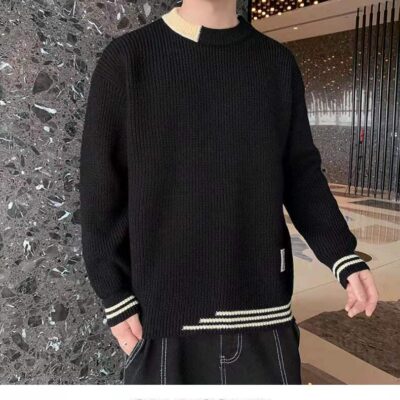Hàng loạt đợt Plus nhung dày áo len nam cổ tròn 2021 mới mùa thu đông áo len dệt kim sinh viên lót