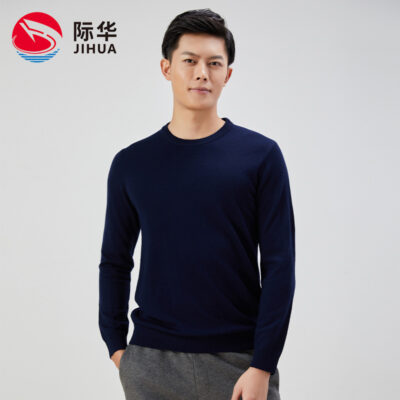 Jihua 2021 mùa thu đông nam áo len cổ tròn nam màu ấm đáy áo len dệt kim điểm mới bán buôn