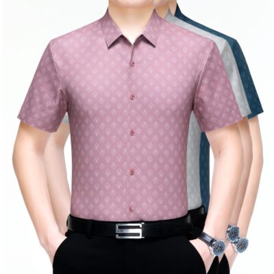Truy cập thương hiệu lớn lụa dâu tằm áo sơ mi nam mùa hè công sở áo sơ mi nam không cần ủi áo sơ mi lụa nam cao cấp