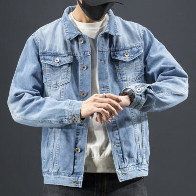 Áo khoác denim nam mùa xuân và mùa thu mới 2023 phong cách Hàn Quốc dáng rộng hợp thời trang cho nam dày mỏng áo khoác thu đông