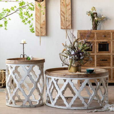 Bàn cà phê đồng quê nước Mỹ hoài cổ bên một vài góc tròn một vài giới tính homestay phòng khách bàn cà phê ban công bàn tròn nhỏ