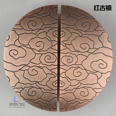 Trung Quốc mới hình bán nguyệt tay nắm cửa chạm khắc từ tay nắm cửa kính đồng cổ Xiangyun tay nắm cửa gỗ bề mặt khách sạn