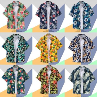 Áo sơ mi nam ngắn tay in hình Hawaii thương mại ngoại thương dành riêng cho Amazon Áo sơ mi nam rời lạ mắt