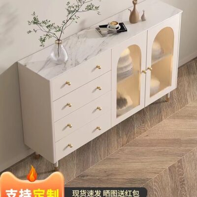 Màu kem phong cách đẹp sang trọng tấm đá tủ búp phê phòng khách tối giản hiện đại tủ bếp tủ rượu nhà để đồ tủ treo tường