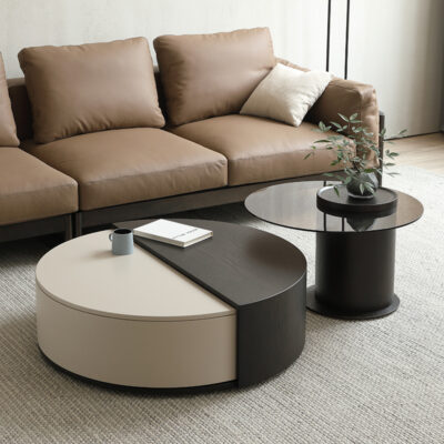 Ý tối giản căn hộ nhỏ tròn lưu trữ đa chức năng bàn trà phòng khách nhà tối giản hiện đại kích thước tối giản tròn