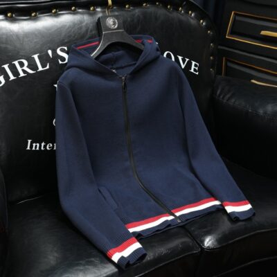 Phong cách dài hạn-thu đông mới cardigan nam áo len dệt kim có khóa kéo áo khoác nam Hàng Châu