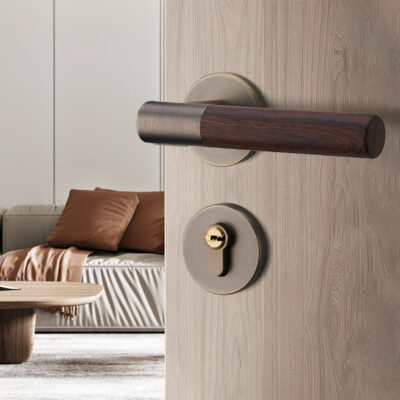 Khóa cửa phòng ngủ trong nhà log không khí tay nắm cửa câm hộ gia đình ổ Khóa cửa gỗ bằng gỗ mới phong cách Trung Quốc Khóa cửa phòng bán buôn