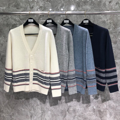 TIME BREATHE TB Áo len cardigan nam nữ xuân thu áo khoác mới Áo len dệt kim cổ chữ V thu đông họa tiết mắt chim