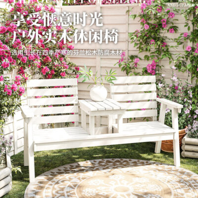 Ghế công viên bằng gỗ hiện đại Băng ghế dự bị ngoài trời Ngoài trời Sân vườn đơn giản Bàn ghế đôi Ghế tựa lưng bằng gỗ nguyên khối Ghế giải trí