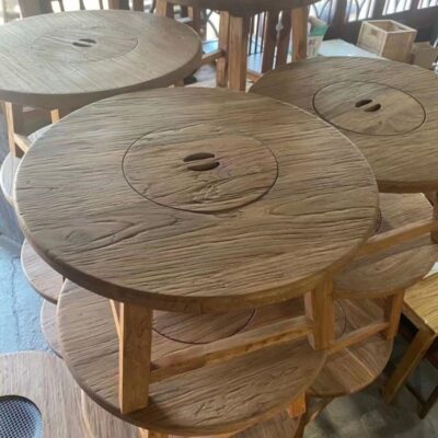 Bàn trà bếp than. Bàn tròn nhỏ để pha trà và trà đá xung quanh bếp nướng than gia đình bàn xung quanh bếp bàn dã ngoại bàn trà nướng bàn trà ban công