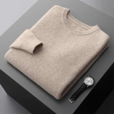 Áo len cashmere nam ba sợi dày áo thun cổ tròn chạm đáy áo sơ mi nhẹ sang trọng thời trang hàng dệt kim cashmere nguyên chất áo len ấm áp