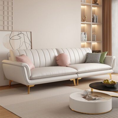 Công nghệ sofa vải phòng khách căn hộ nhỏ hiện đại tối giản Bắc Âu đẹp kem sang trọng phong cách ba hoặc bốn người nội tuyến sofa cao su