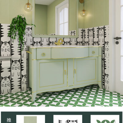 Gạch phòng tắm nhỏ màu xanh bơ tươi 300x600 gạch retro nhà bếp phòng tắm ban công gạch ốp tường và sàn