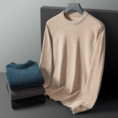 Voan Áo Len Nam Plus Size Plus Kích Thước Áo Len Cổ Tròn Thu Đông Màu Đáy Áo Rời Đa Năng Quần Áo Hợp Thời Trang