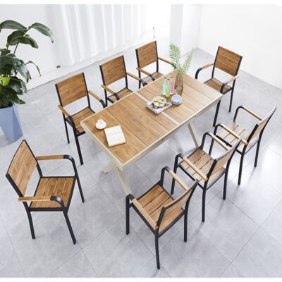 Bàn ghế gỗ nhựa ngoài trời có thể thu vào sân vườn ghế ăn ngoài trời thông thường ban công ngoài trời kết hợp bàn ghế cafe