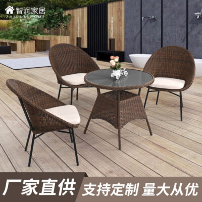 Bàn ghế Bàn ghế mây kết hợp sân vườn Châu Âu nội thất giải trí khách sạn ban công ngoài trời đồ ăn phương tây bàn ghế mây