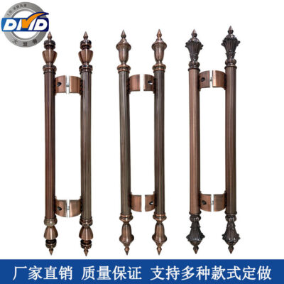 Tay cầm biệt thự bằng đồng đỏ phong cách Trung Quốc mới Tay nắm cửa kính tay cầm bằng thép không gỉ bán buôn vương miện tay cầm nhà sản xuất