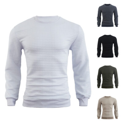 Mùa thu và mùa đông xuất khẩu thương mại nước ngoài chạm đáy áo len dệt kim cotton nam cổ tròn mỏng vừa vặn áo chui đầu ca rô nam hàng đầu tại chỗ của nhà máy