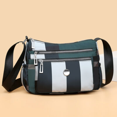 Túi mới của phụ nữ trung niên và người già túi mẹ vải Oxford nhiều lớp đeo vai sức chứa lớn Túi Messenger kẻ sọc túi vuông nhỏ hợp thời trang