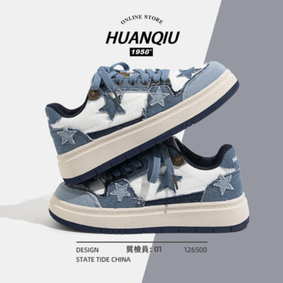 Đa năng HH22150 ngôi sao giày thích hợp giày nữ mùa hè phù hợp với màu trắng giày thể thao nữ màu xanh denim mới