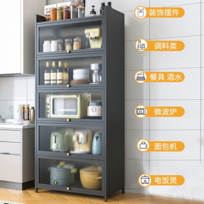 Tủ bếp có cửa tủ nhiều lớp cao từ trần đến sàn phòng khách phòng ăn gia đình tủ phụ tủ chống bụi tủ lò vi sóng tủ khóa