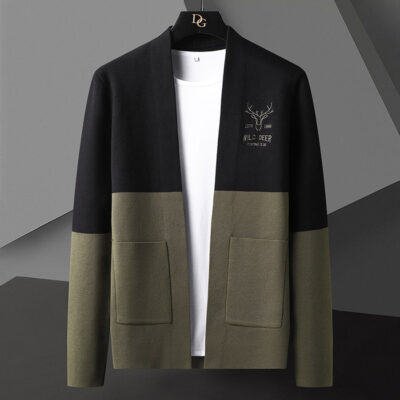 Mùa Thu 2022 Nam Mới Ngăn Màu Rời Áo Cardigan Hàn Quốc Thể Thao Thời Trang Hợp Thời Trang Phối Áo Len Đơn Giản