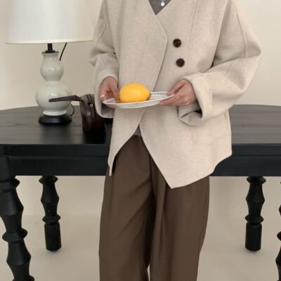 2023 áo choàng mới 2 mặt áo khoác cashmere nữ cảm giác thiết kế phiên bản Hàn Quốc ánh sáng gió quen thuộc áo khoác len nhỏ