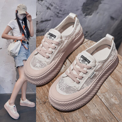 Giày ngư dân nữ mùa hè 2023 giày nữ mới giày mọi trận mùa hè giày nhỏ màu trắng giày lưới thoáng khí bánh quy giày thường