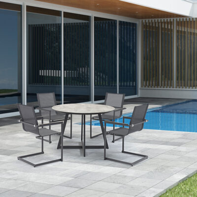 Đơn giản quán cafe ngoài trời chống nắng và chống thấm bộ bàn ghế ăn ngoài trời Teslin kết hợp ban công sân thượng bàn giải trí