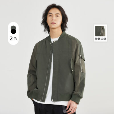 Yizhi Áo khoác bomber nam mùa xuân 2023 mới trẻ trung thời trang nam áo khoác bóng chày nam