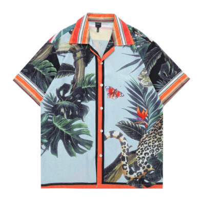 Cổ Vintage Cuba Cổ Sơ Mi Hoa Nam Nữ Dáng Rộng Phong Cách Hồng Kông Thiết Kế Cảm Giác Cặp Đôi Đi Biển Áo Sơ Mi Ngắn Tay