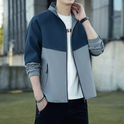 Áo khoác nam cổ đứng mùa xuân và mùa thu 2023 mới hàng đầu áo khoác nam đơn giản phù hợp với áo khoác mùa xuân