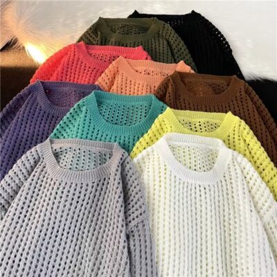Xuân Thu Áo Thun Chui Đầu Thời Trang Cổ Tròn Rỗng Nón Kết Nam Nữ Phổ Biến Áo Len Dáng Rộng Mới Đa Năng Quần Áo Nam