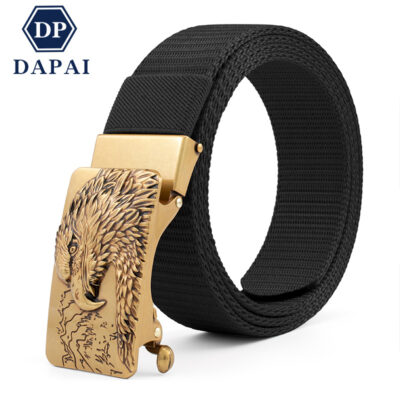 Thắt lưng nam Bán buôn Đầu đại bàng Hợp kim Không răng Khóa tự động Thắt lưng vải Thường ngày Quần nylon Thắt lưng